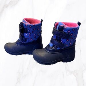 Girl’s Carter’s Pink & Blue Leopard Deltha Velcro‎ Snow Boots, Size 13